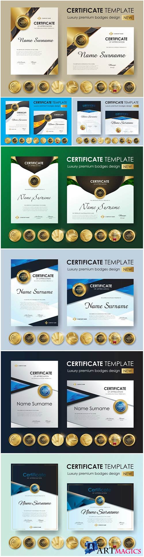 Certificate and vector diploma design template # 78