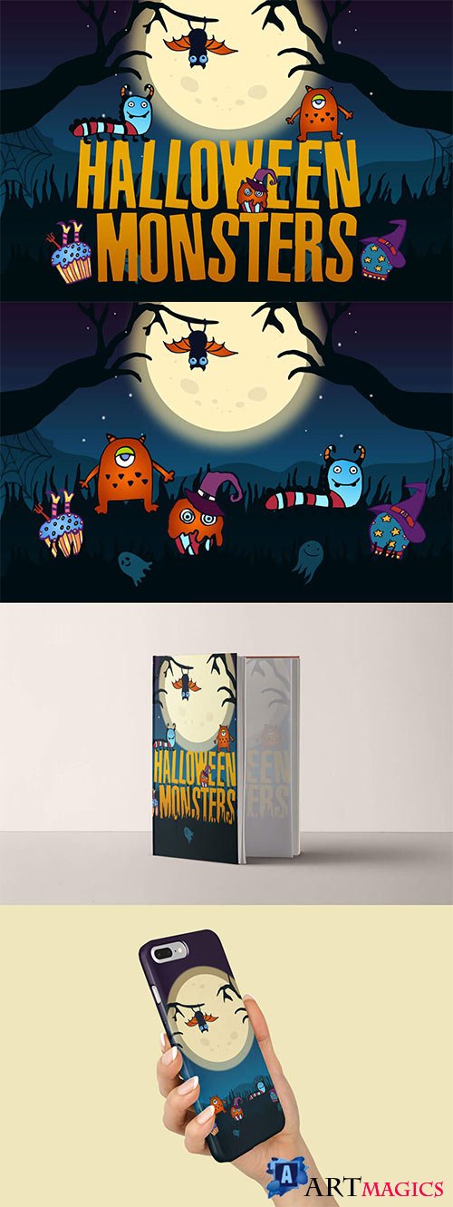 Halloween Monsters Vector Illustration