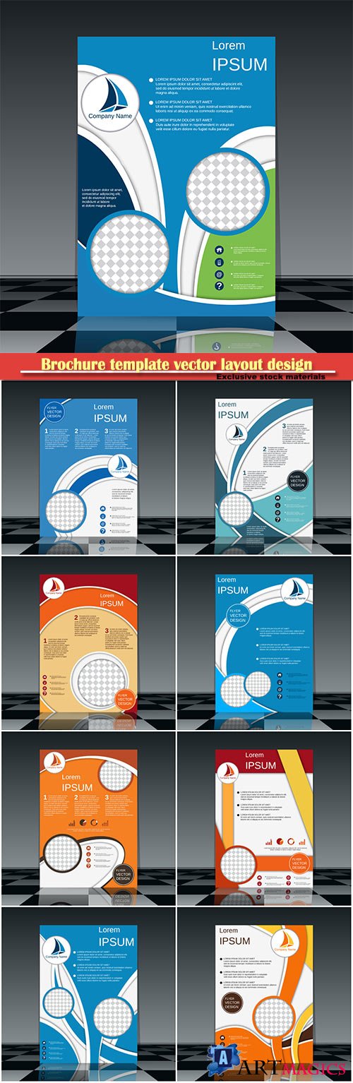 Brochure template vector layout design, corporate business annual report, magazine, flyer mockup # 219