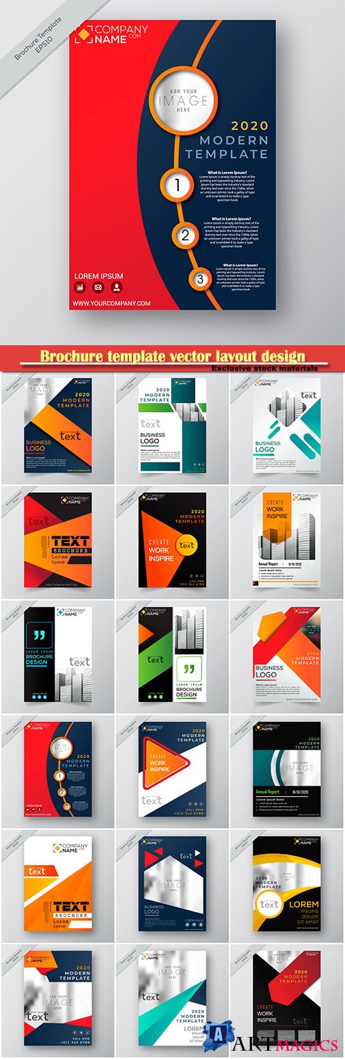 Brochure template vector layout design, corporate business annual report, magazine, flyer mockup # 218