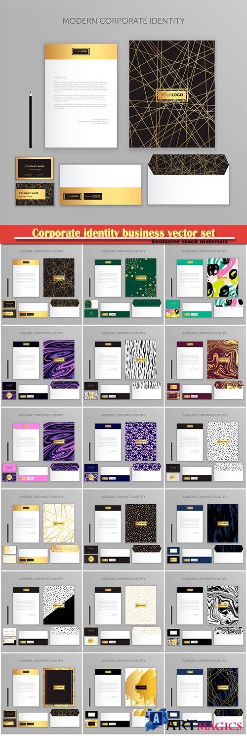 Corporate identity business vector set, modern stationery template design