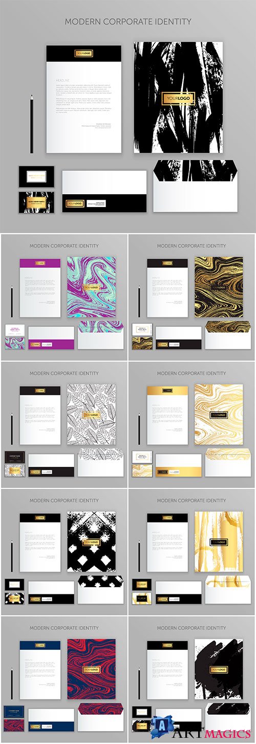 Corporate identity business vector set, modern stationery template design
