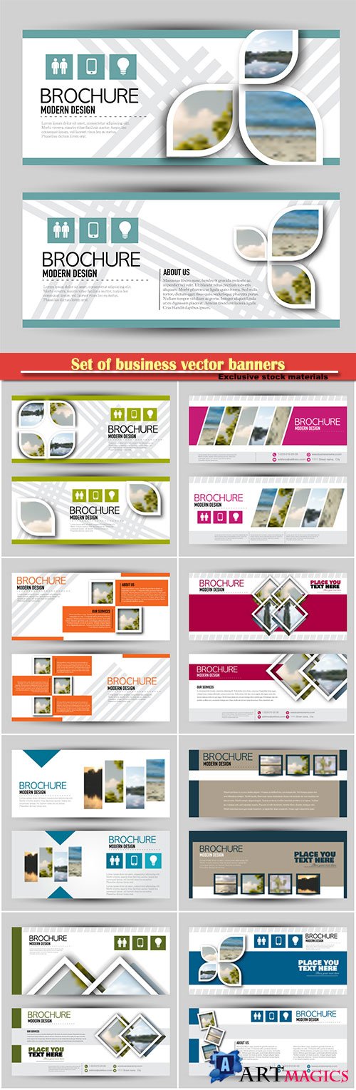 Set of business vector banners for web advertisement or site headers
