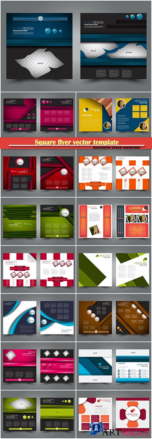 Square flyer vector template, simple brochure design for business and education # 2