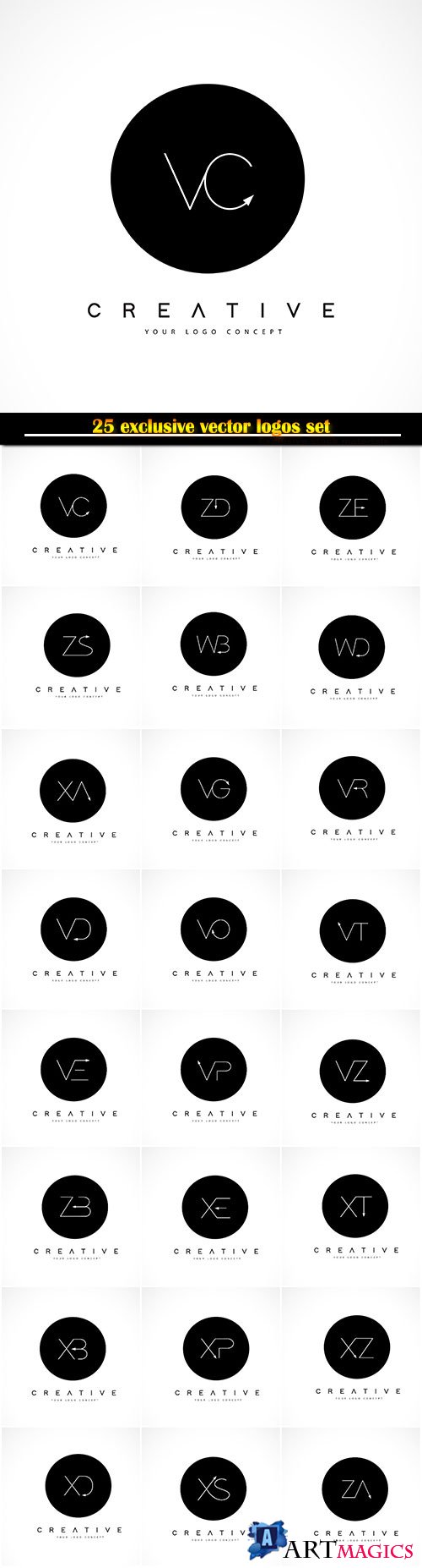 Logo vector design with black and white creative text letter