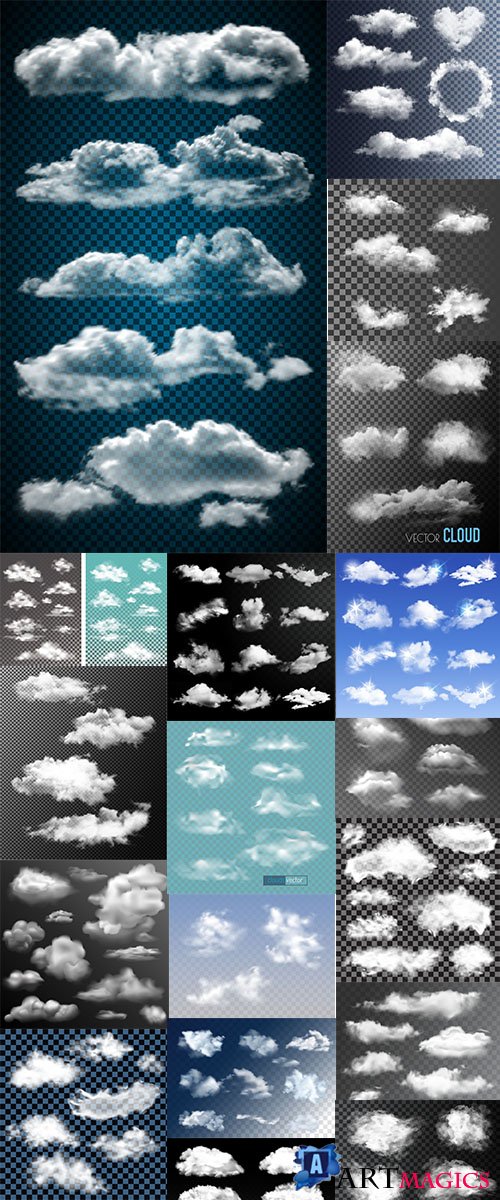Realistic Clouds vectors set 2