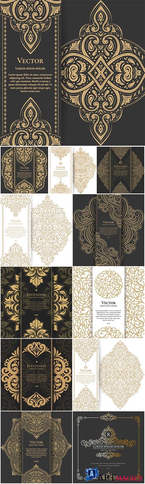 Vector vintage backgrounds with gold patterns