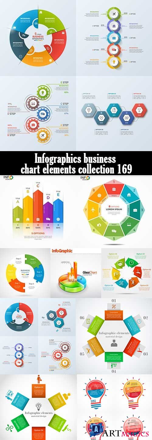 Infographics business chart elements collection 169