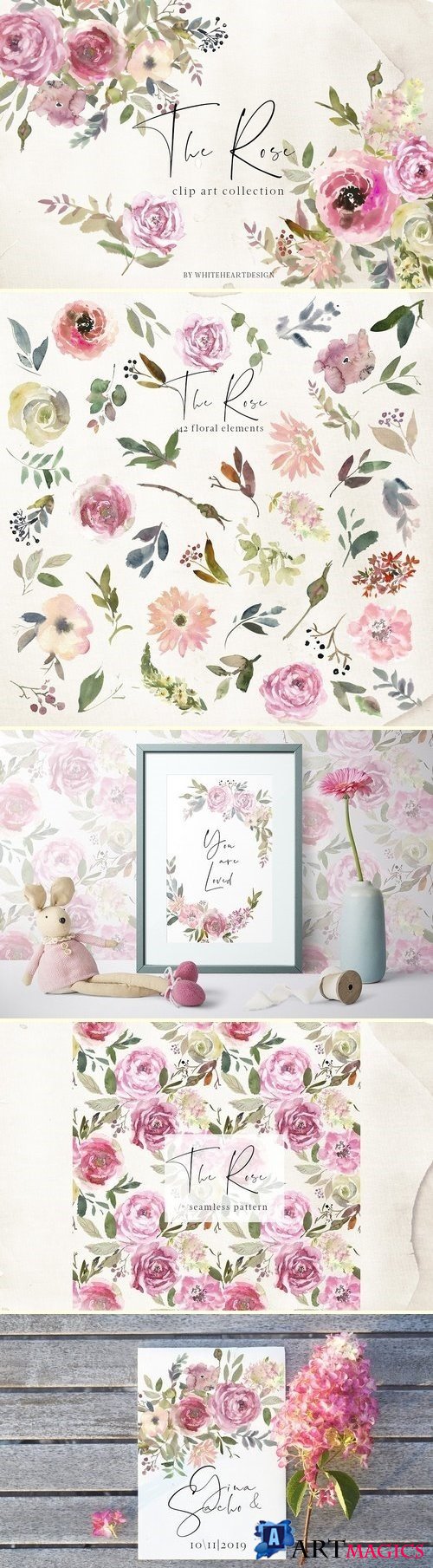 The Rose Watercolor Floral Clipart - 2888705