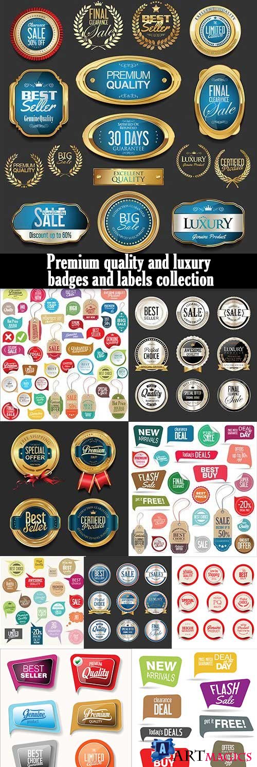 Premium quality and luxury badges and labels collection