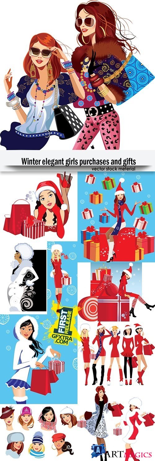 Winter elegant girls purchases and gifts
