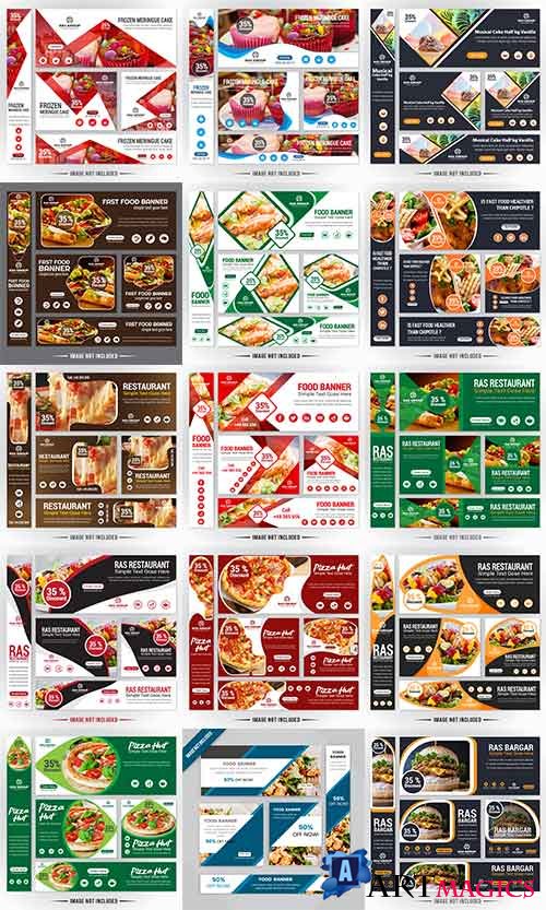       / Banners for restaurants in a vector