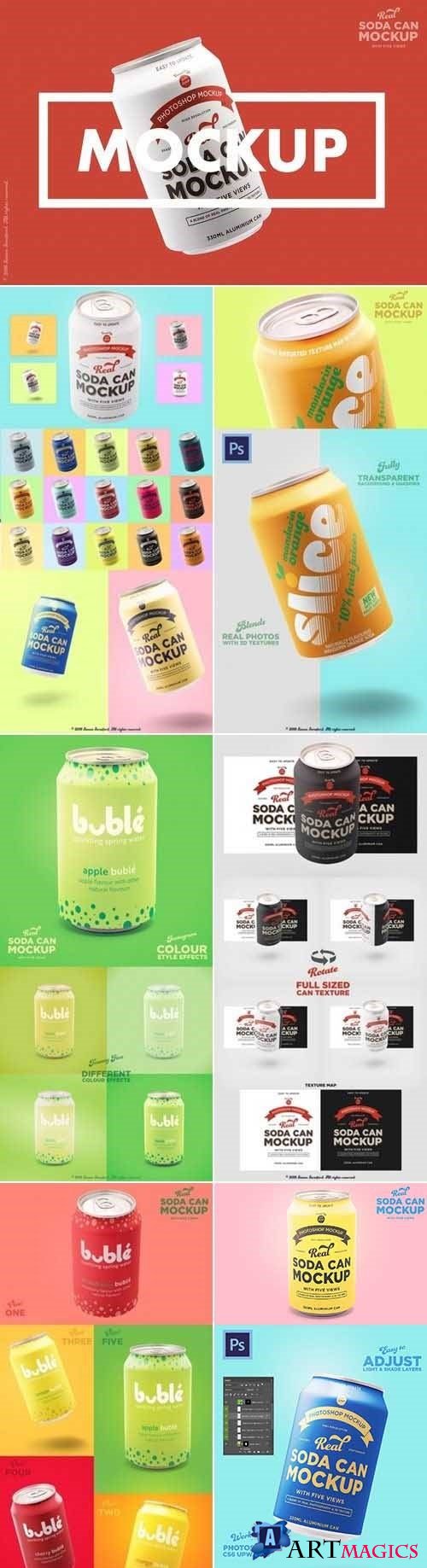 Tin soda can mockup branding designs - 2954747