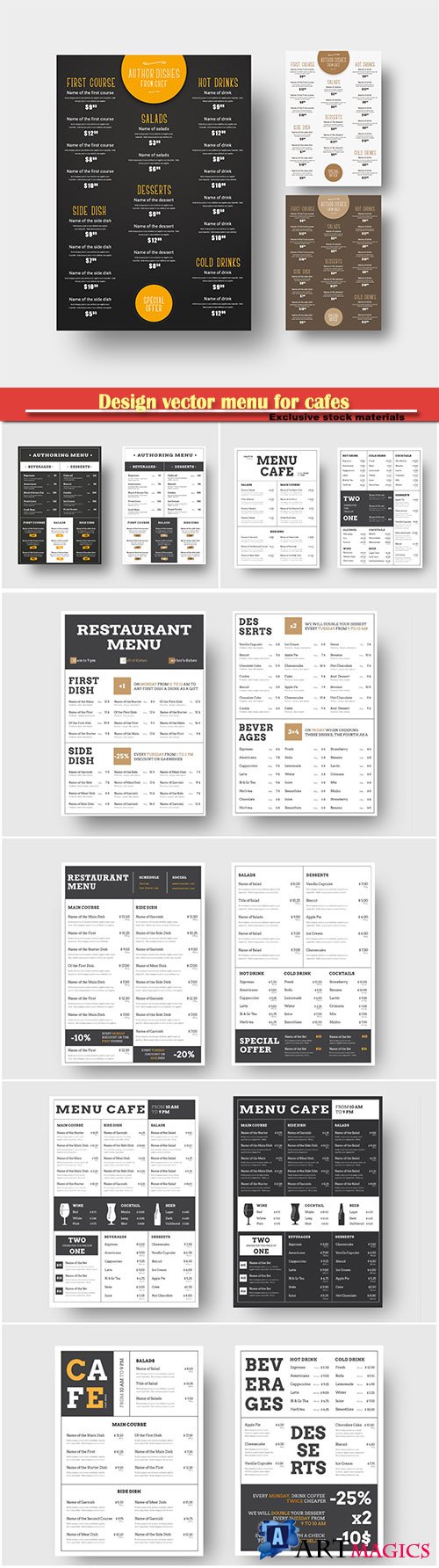 Design vector menu for cafes and restaurants