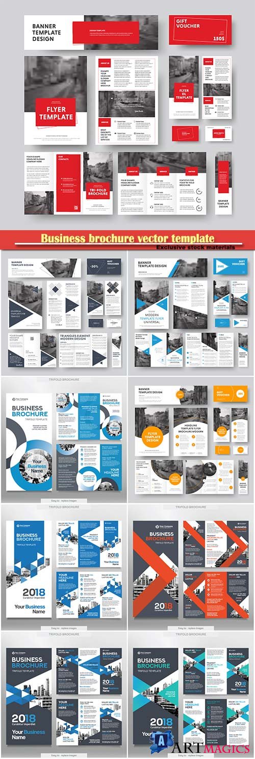 Business brochure template in tri fold layout corporate design