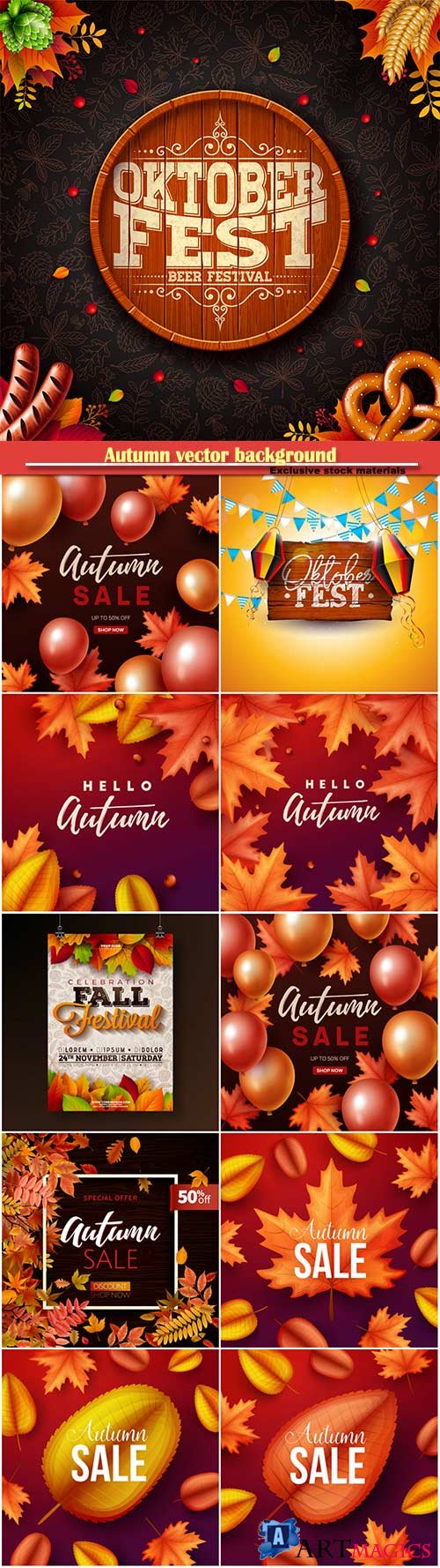 Autumn vector background, party flyer, oktoberfest banner