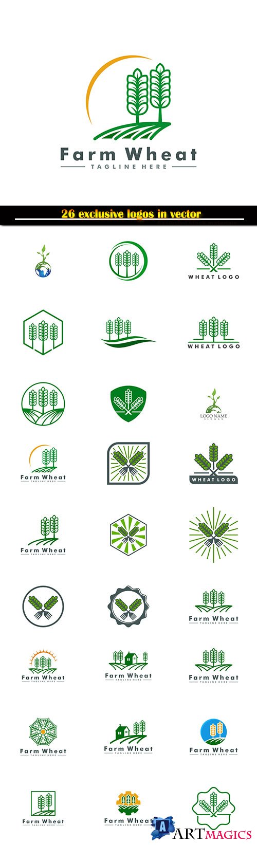 Logo agryculture vector illustration template, fresh food icon symbol