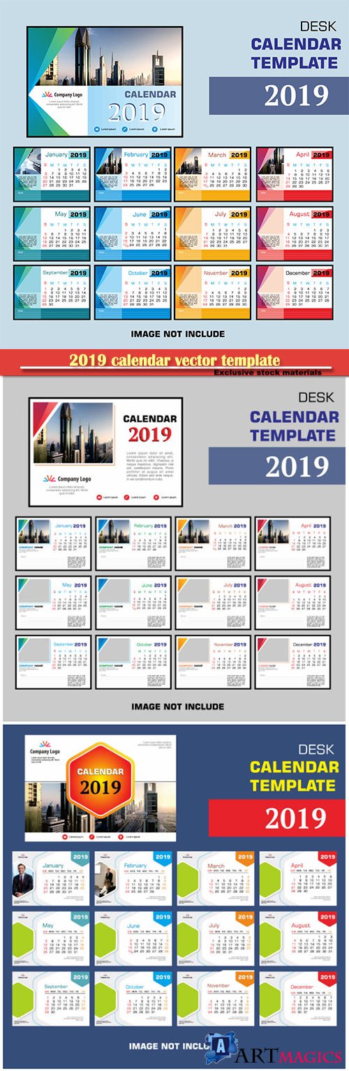 2019 calendar vector template