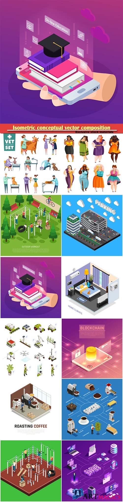 Isometric conceptual vector composition, infographics template # 52
