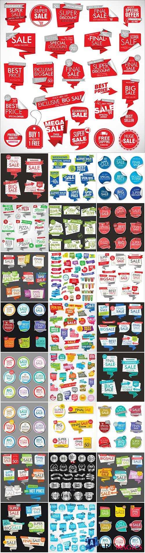 Modern sale vector banners and labels collection