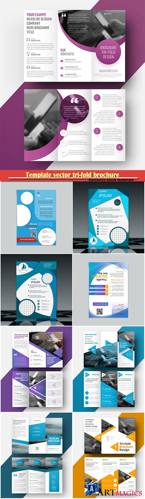 Template vector tri-fold brochure with a place for photo