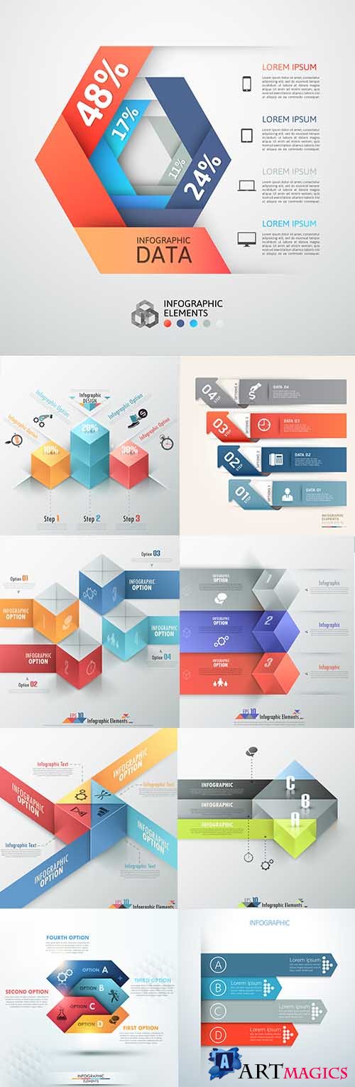 Modern infographics business options elements 20