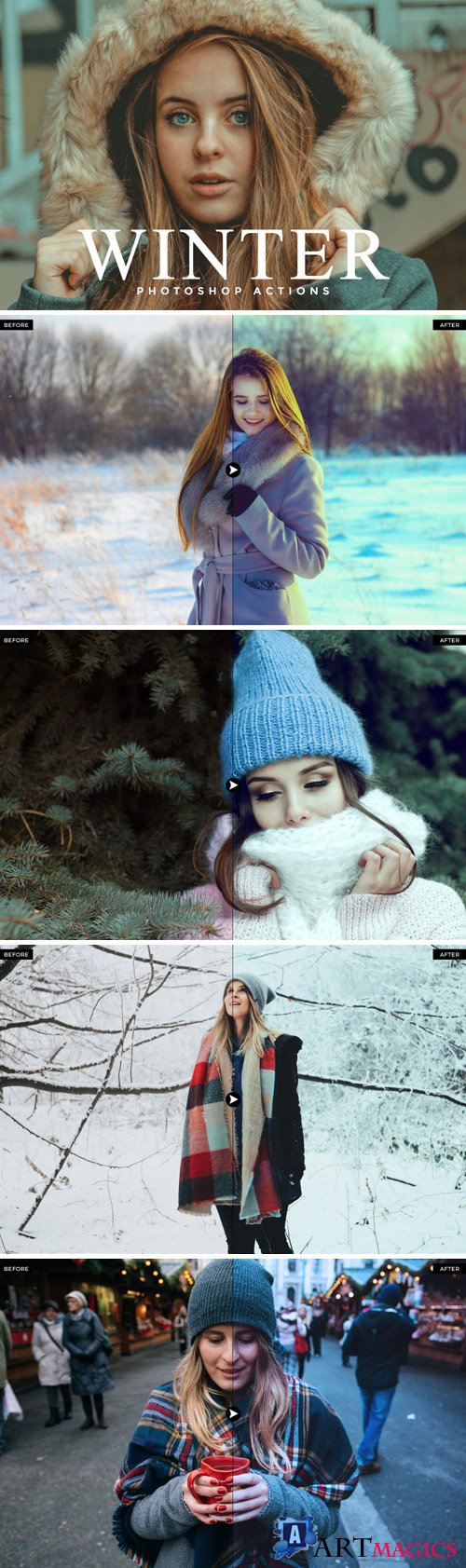 50 Winter Photoshop Actions Bundle