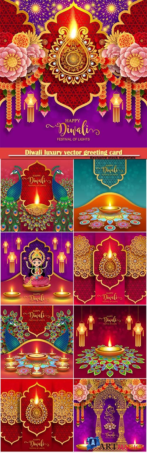 Diwali luxury vector greeting card # 6