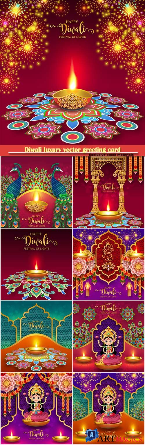 Diwali luxury vector greeting card # 7