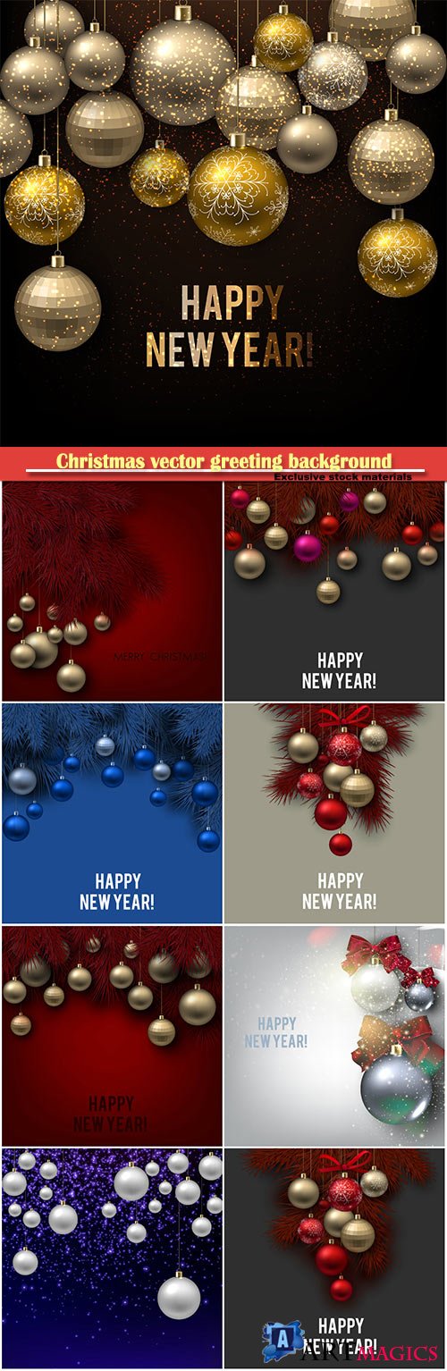 Christmas vector greeting background with christmas balls