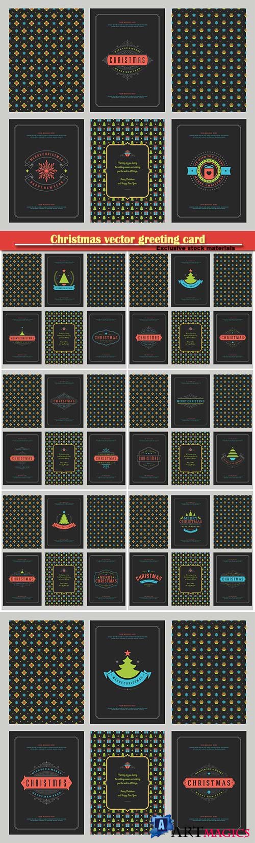 Christmas vector greeting card,  New Year vintage texture