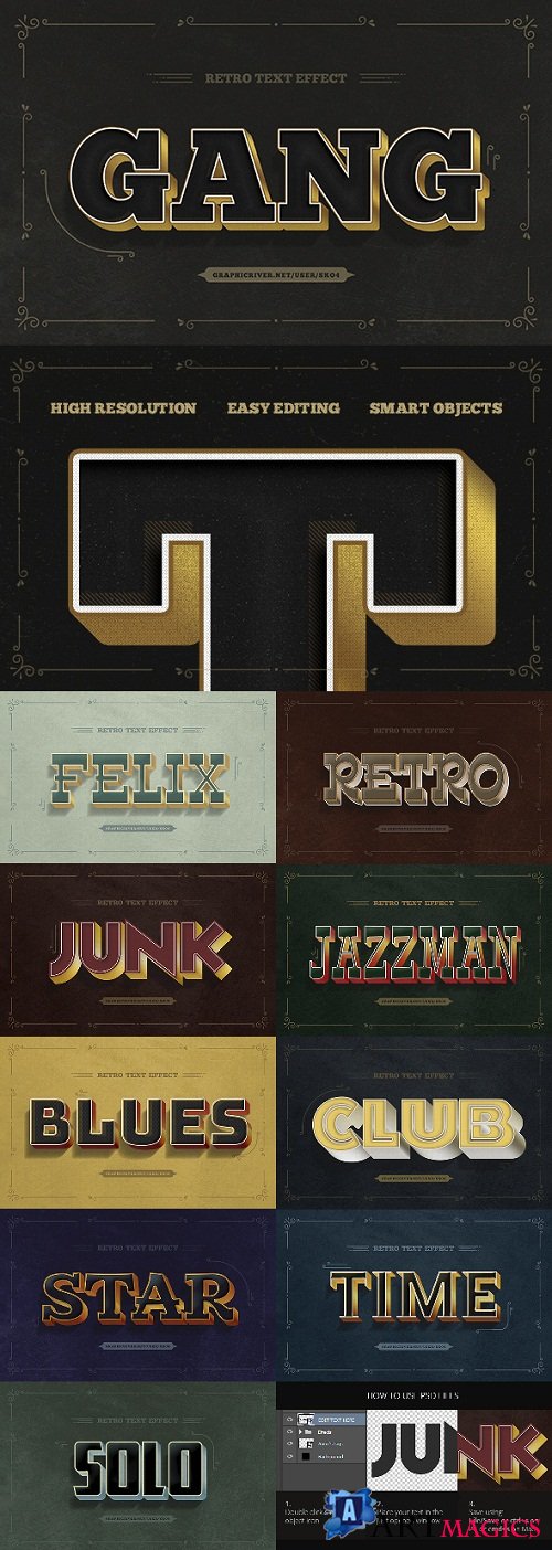 Retro Text Effects - 10 PSD 21303853