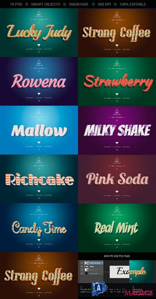 Retro Colorful Text Effects - 10 PSD - 9860903