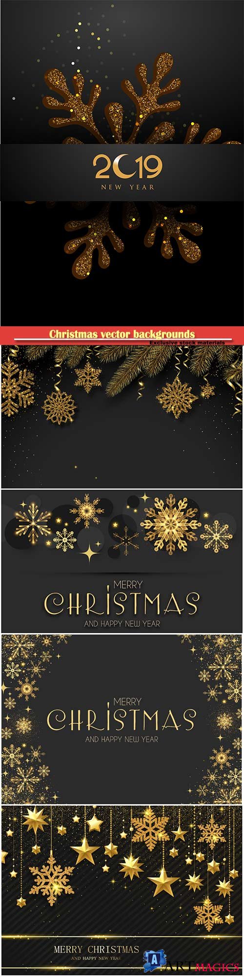 Christmas vector backgrounds with golden decor