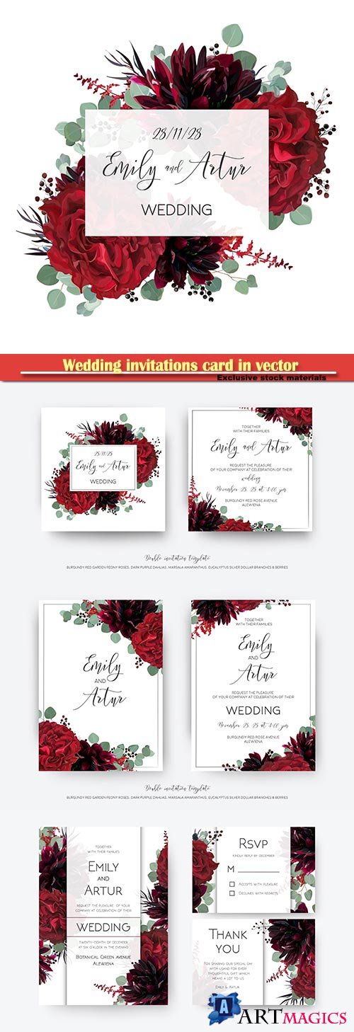 Wedding invitations card in vector