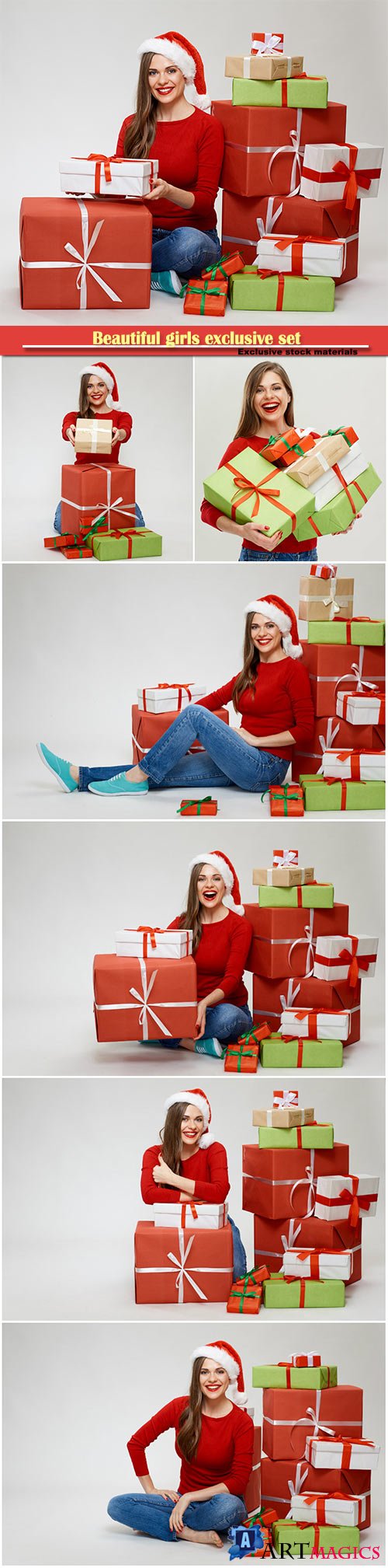 Cheerful girl with with christmas gifts