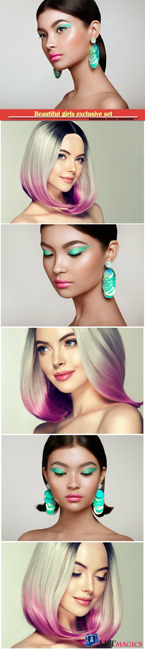 Fashion girls with makeup and dyed hair