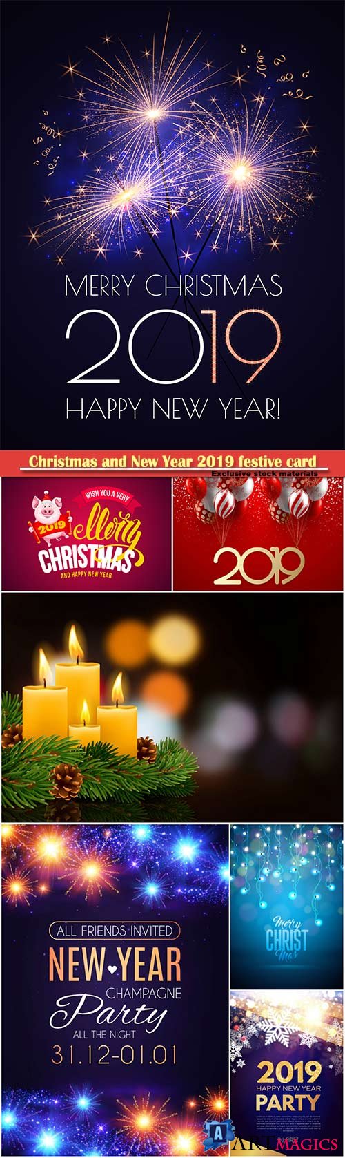 Christmas and New Year 2019 festive card