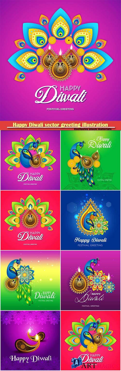 Happy Diwali vector greeting illustration