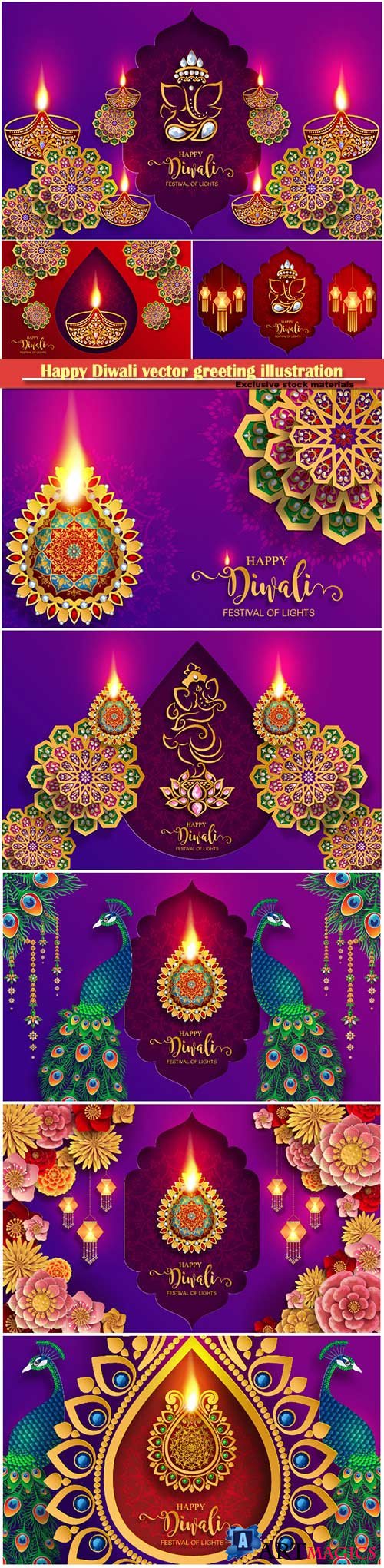Happy Diwali vector greeting illustration template