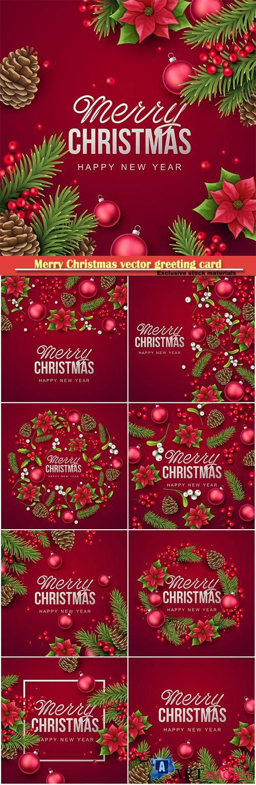 Merry Christmas and holidays vector greeting card