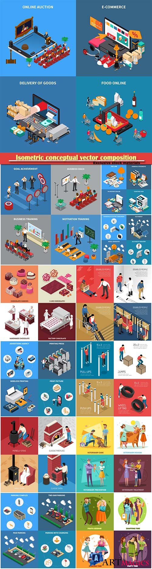 Isometric conceptual vector composition, infographics template # 61