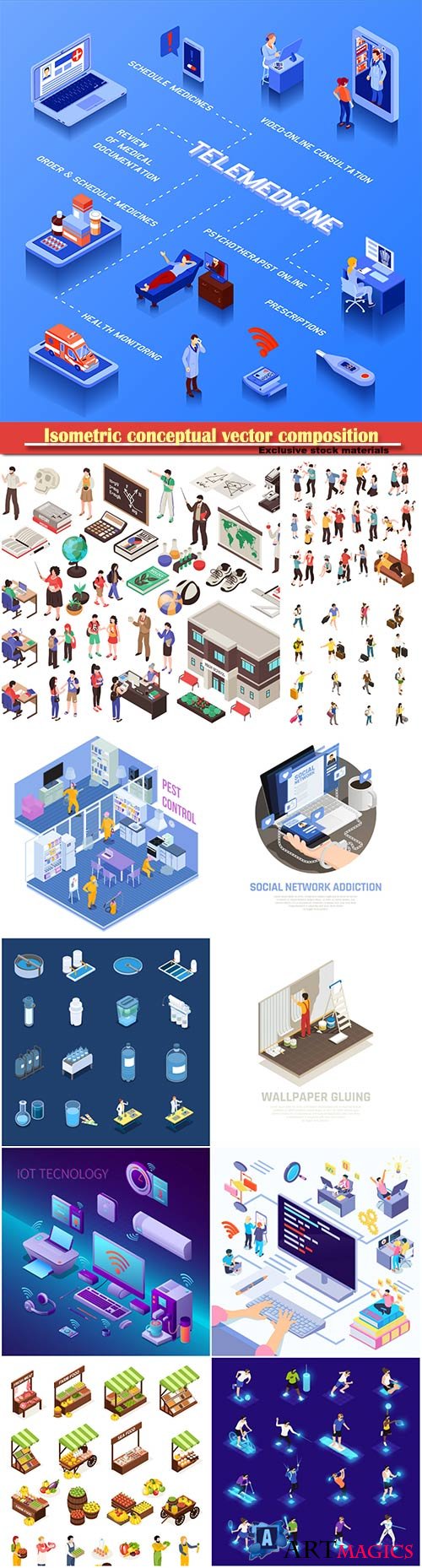 Isometric conceptual vector composition, infographics template # 60