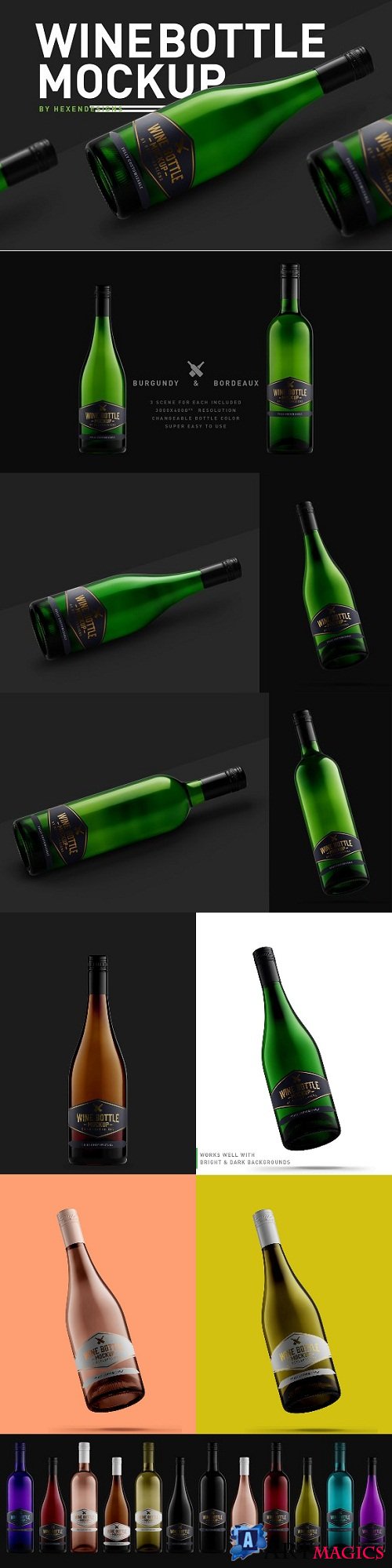 Wine Bottle Mockup - 3207209