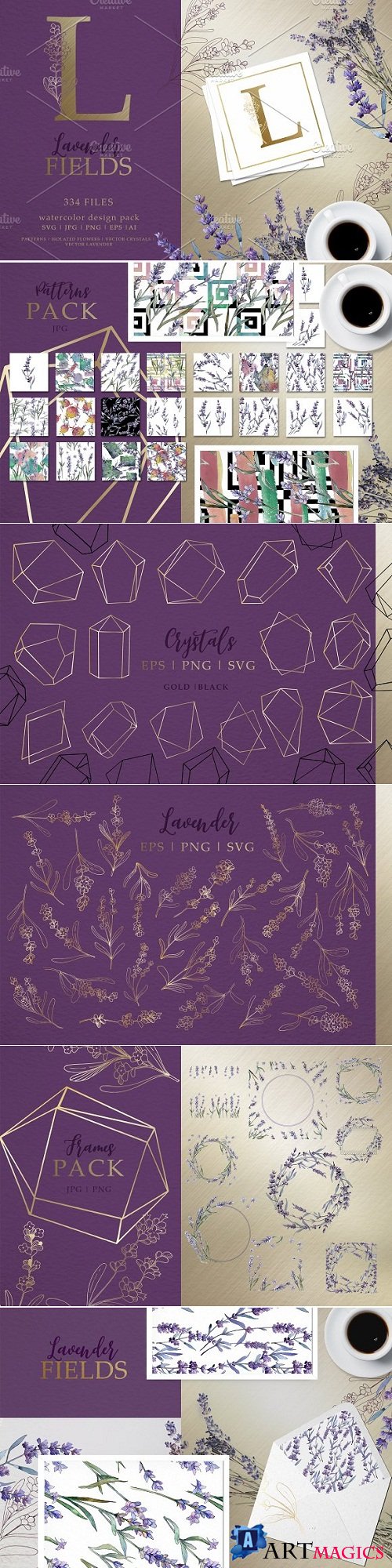 Lavender Fields watercolor & vector - 3098706