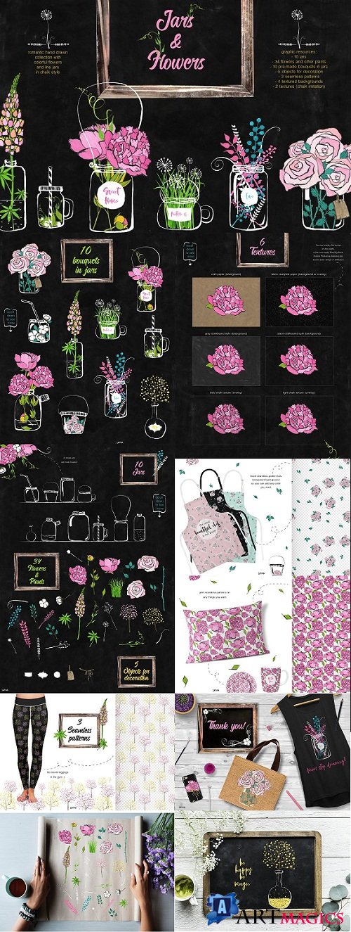Flowers and jars clipart collection 2692627