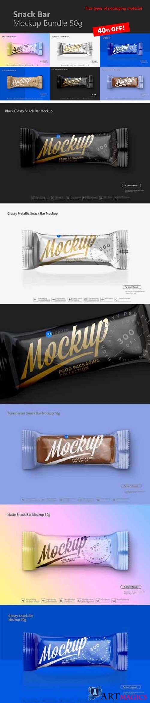 Snack Bar Mockup Bundle 50g 3165915