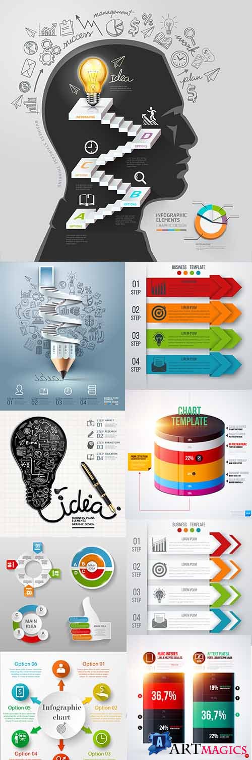 Modern infographics business options elements 23