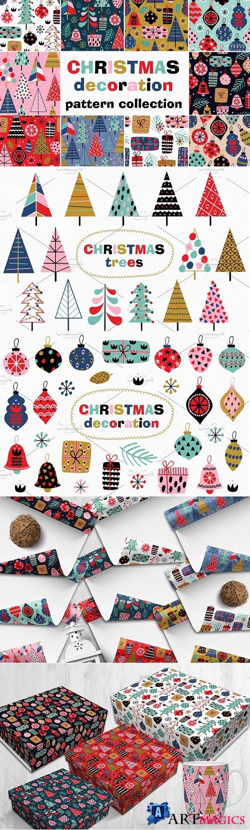 Christmas decorations pattern set - 3078357