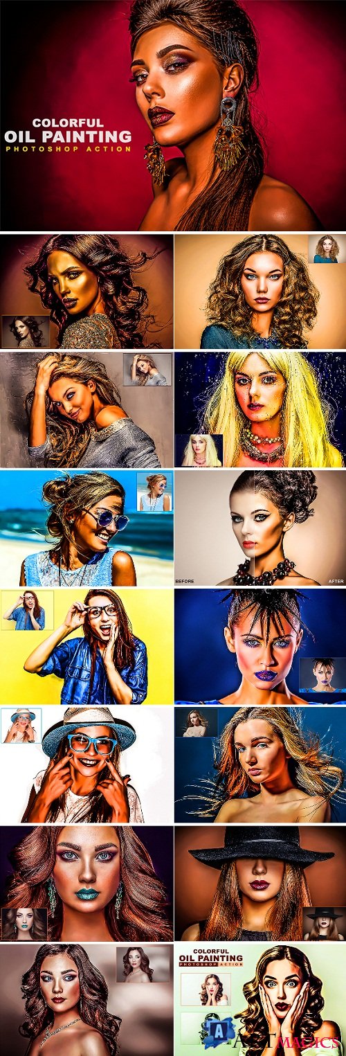 Colorful Oil Painting Photoshop Action 22933832
